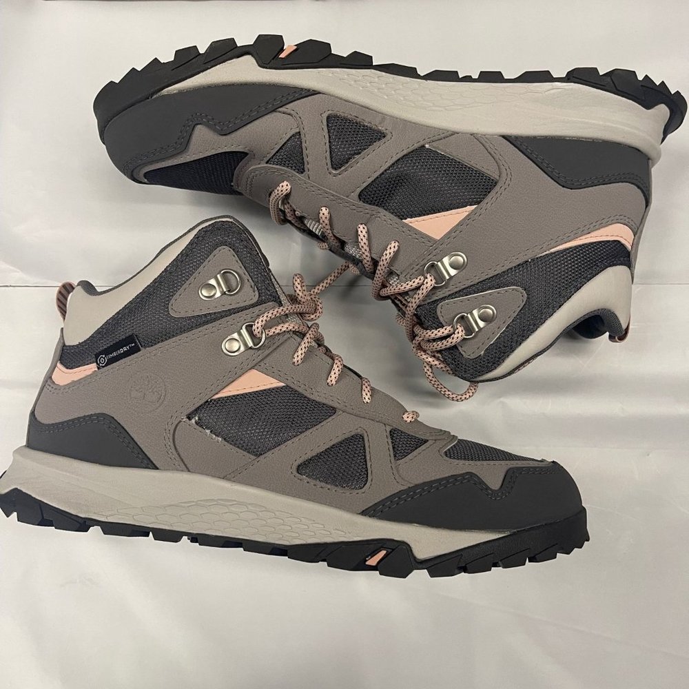 TIMBERLAND JUNIOR'S LINCOLN PEAK WATERPROOF MID HIKER MEDIUM GREY LEATHER A5RX3